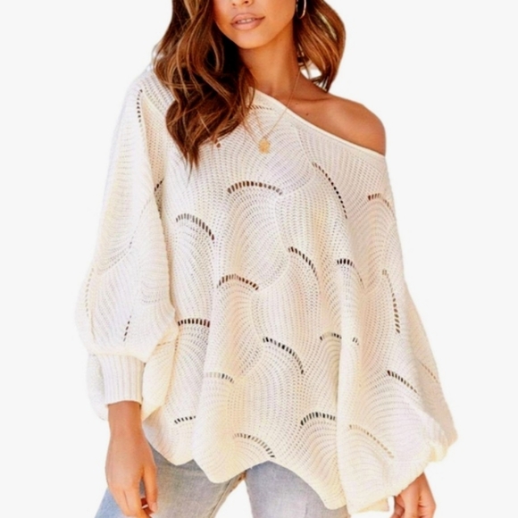 Moon and Madison Cropped Scallop Dolman Sleeves Knit Top Sweater Size S - Picture 8 of 8